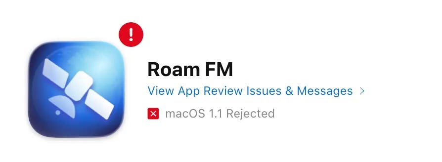 App Store rejection screenshot